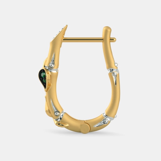Diamond And Emerald Earring In Yellow Gold (9.24 Gram) With Diamonds (0.060 Ct)