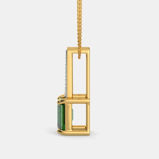 Emerald And Diamond Pendant In Yellow Gold (1.11 Gram) With Diamonds (0.093 Ct)