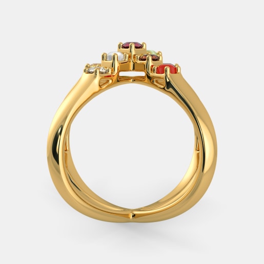 Diamond And Navaratna 1 Ring In Yellow Gold (6.5 Gram) With Diamonds (0.069 Ct)