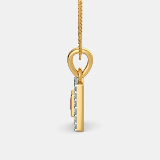 Diamond And Ruby Pendant In Yellow Gold (1.57 Gram) With Diamonds (0.240 Ct)